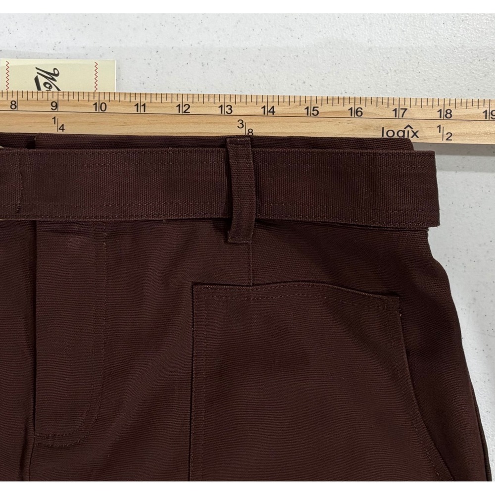 Woolrich Belted Mini Skirt Size Large Brown NEW Cotton Utility Canvas‎ Pocket - Picture 4 of 9